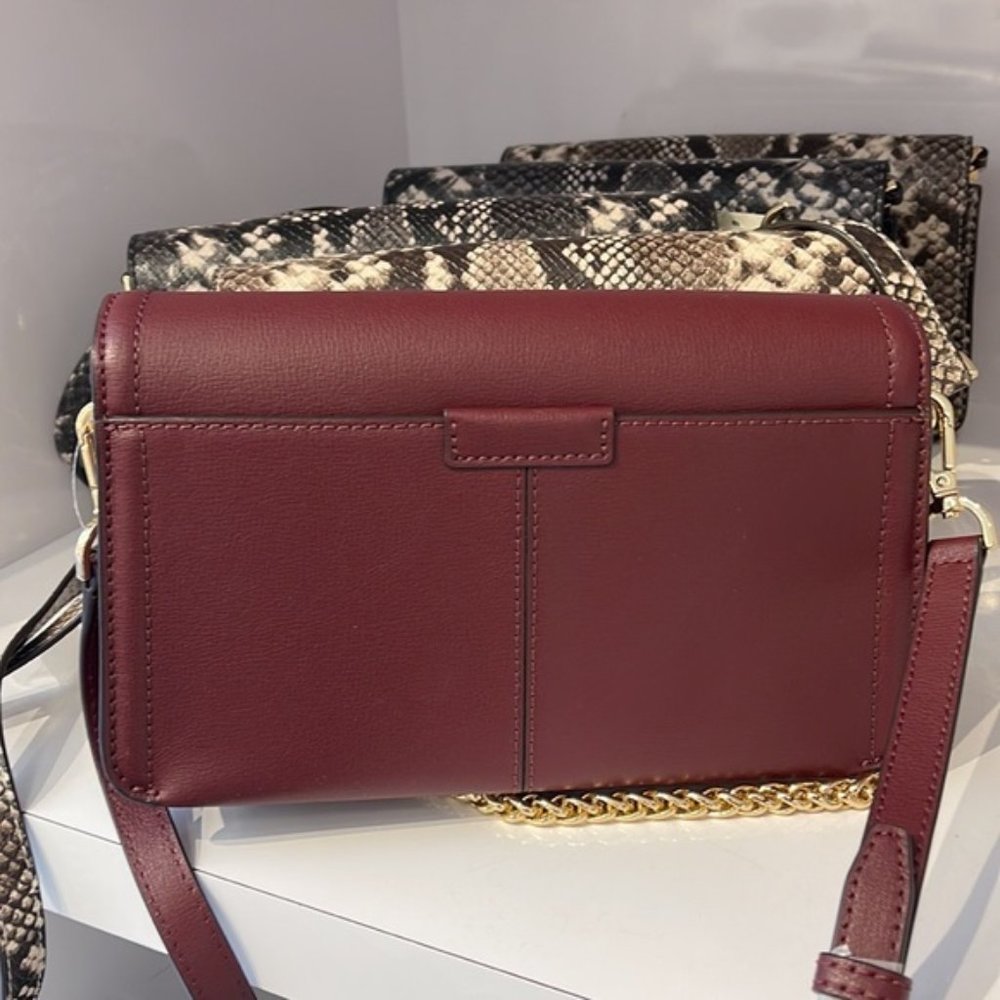 Michael Kors Sonia Medium Leather Shoulder Bag Merlot - Picture 8 of 16